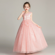 Flowers Princess Princess Dresses Summer Children Dresses Wedding Dresses Long Skirts Children Violin Piano Performance Fashion Birthday Costumes