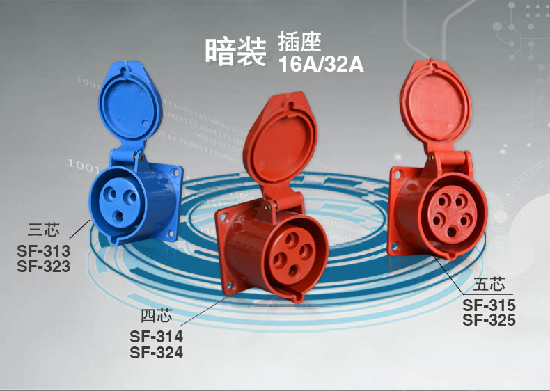 工业插头插座连接器公母头3芯4孔5芯16a/32a工业对接快速插头