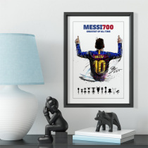 Barcelona Messi 700 ball commemorative illustration solid wood decorative photo frame photo wall table hanging frame ornaments home mural