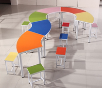 The Color Splicing Table for the Education Equipment Color Splicing Table for Students Desk to Customize Hexagonal Computer Table