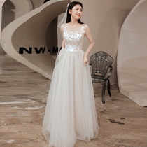 Wedding dress 2021 new bride summer temperament simple little man go out gauze guest light wedding dress
