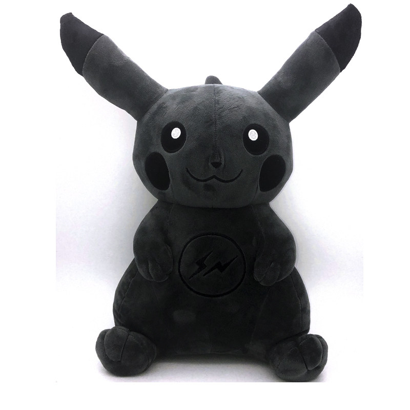 正品暗黑皮卡丘限量藤原浩闪电联名fragment pokemon毛绒公仔玩偶