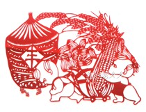 Harvest 38*26 Handmade paper-cut window flower Labor Day Arbor Day