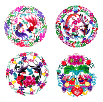 Year of the Ox color handmade paper-cut window flower blessing word window sticker 25 cm wedding housewarming decorative gift