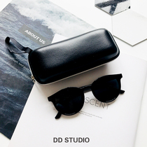 Square zipper bag black sun glasses box sunglasses glasses glasses box square waterproof leather