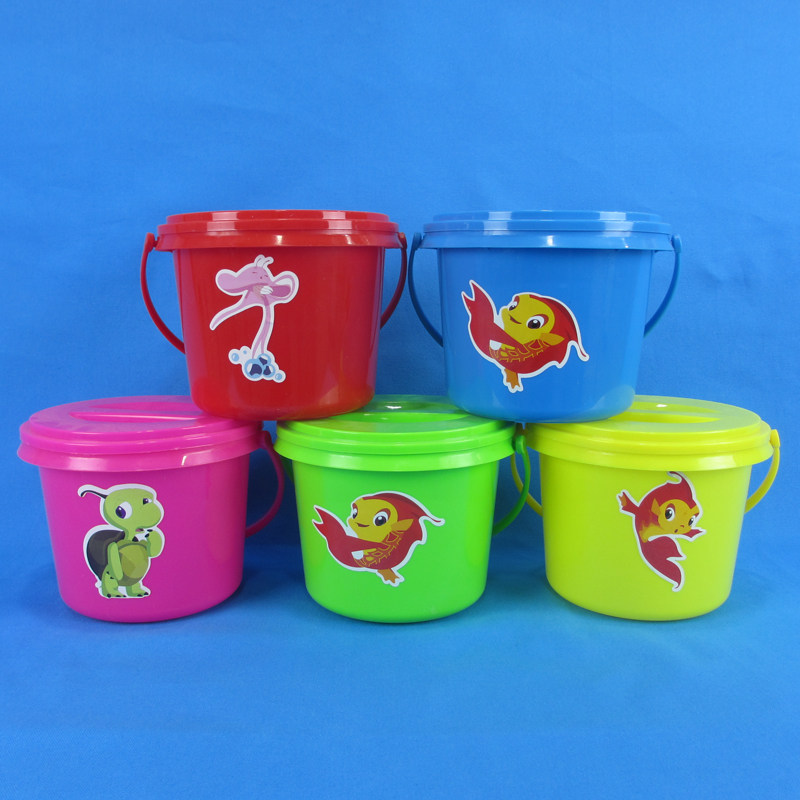 包邮加厚塑料小桶 3511带盖小水桶 沙滩儿童玩具 美术颜料小桶