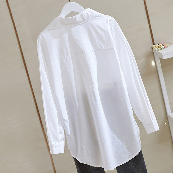 2023 Shirt Women's Spring and Autumn Models Mid-length Layered Wear with Plush Thick Plus Size Power Style Casual White Shirt Women 2023 Shirt Women's Spring and Autumn Models Mid-length Layered Wear with Plush Thick Plus Size Power Style Casual White Shirt Women