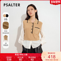 Shadow Psalm Womens 2021 Autumn New Academy Wind Flash Knitted Splice Shirt Sleeve Pullover