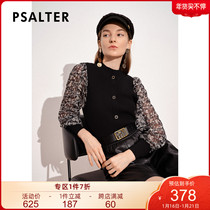 Shadows Psalms Women's 2021 Autumn New Fashion Stretch Slim Splice Floral Rib Sleeve Knitted Shirt Women