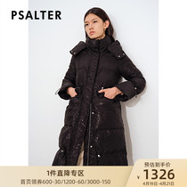 Poetic dress 2021 Winter black loose with long cloak and white duck down down.