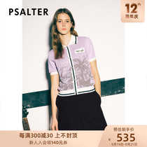 Psalms Womens Summer 2022 New Loose Lapels Academy-inspired Jacquard Lycell Short-Sleeved Knitwear