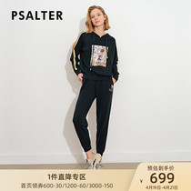 Poetry can be dresses 2021 Fall new loose Even cap printed acrosse pants knit two sets