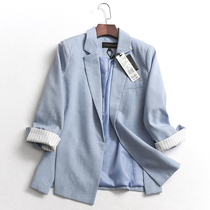 C073 Striped curl 90% sleeves Flap False Pocket Spring Summer New 100 Hitch Woman Trendy Jacket Suit Little West Suit
