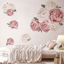 Peony wall stickers warm self-adhesive bedroom room bedside background shop wall decoration Big White Wall stickers