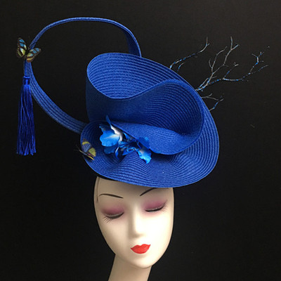New Classic Blue Tassels and Ancient Style Performance Headdress Female Adult Stage Individuality Creative Exaggeration Modeling