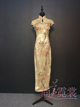 (Beijing rental) ceremonial golden qipao Republic of China style host qipao photography photo role play cheongsam