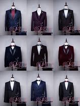 Banquet dress set mens three-piece set slim Korean version host party banquet suit Beijing physical store rental