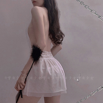 Dream white:pure and desirable halter neck sexy night dress net yarn fairy sexy backless pajamas sexy underwear