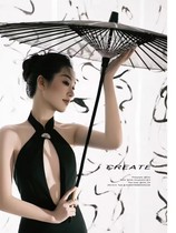 Photo studio Chinese Hanfu photo props photo costume photography retro black ink painting umbrella Chinese style folding fan