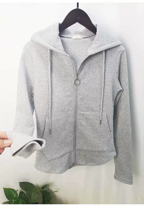 Áo len mỏng giảm béo của phụ nữ mùa thu và mùa đông mới của phụ nữ dây kéo áo khoác cardigan áo khoác hoodie tất cả các trận đấu áo khoác bông khâu giải trí - Áo len