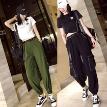 Tooling suit female boomer hip hop sports casual suit Two sets loose Korean version Fashion 2021 New students