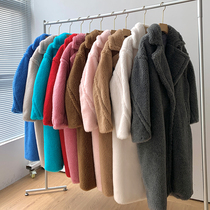 Correct version of teddy bear coat winter new imported alpaca fur coat womens knee length thickening