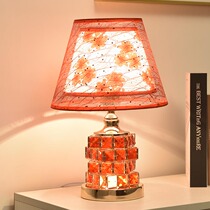 Wedding lamp bedroom remote control Crystal Light luxury decoration home red romantic warm long wedding room bedside table lamp