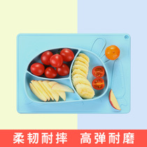 Baby dining plate divided plate silicone sucker baby divider learning to eat sucker type one-piece separation anti-fall supplementary food