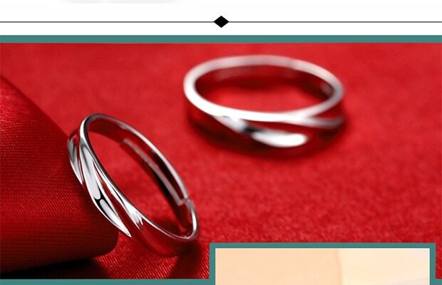 熙帝情侣戒指女925银对戒男韩版指环开口活口