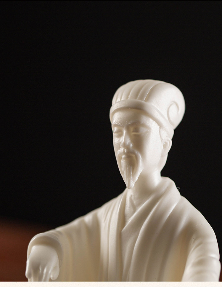 白瓷历史人物李白陶瓷小号摆件家居书房桌面装饰品禅意茶室摆设