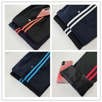 Two bars of school trousers junior high school plus blue double white strip sports pants black double red strip casual pants