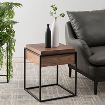 Nordic side several minimalist modern square corner a few walnuts wood iron art small tea table with drawer bed head cabinet