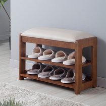 Nordic full-solid wood door swapped shoes for home minimols The little stool in the door can be sat in a shoe-stool small-family-type shoe rack