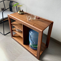 Solid wood Nordic small side several living room corner Several multilayer storage containing shelf mobile with wheel narrow long mesh red Kung Fu tea table