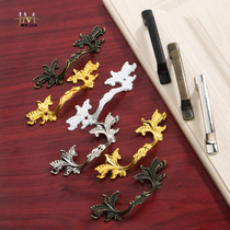 Leaf corner alloy handle drawer retro handle black strip cabinet door wardrobe hole distance 75mm