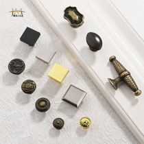 Simple square single hole American handle antique European style green ancient black handle drawer small handle