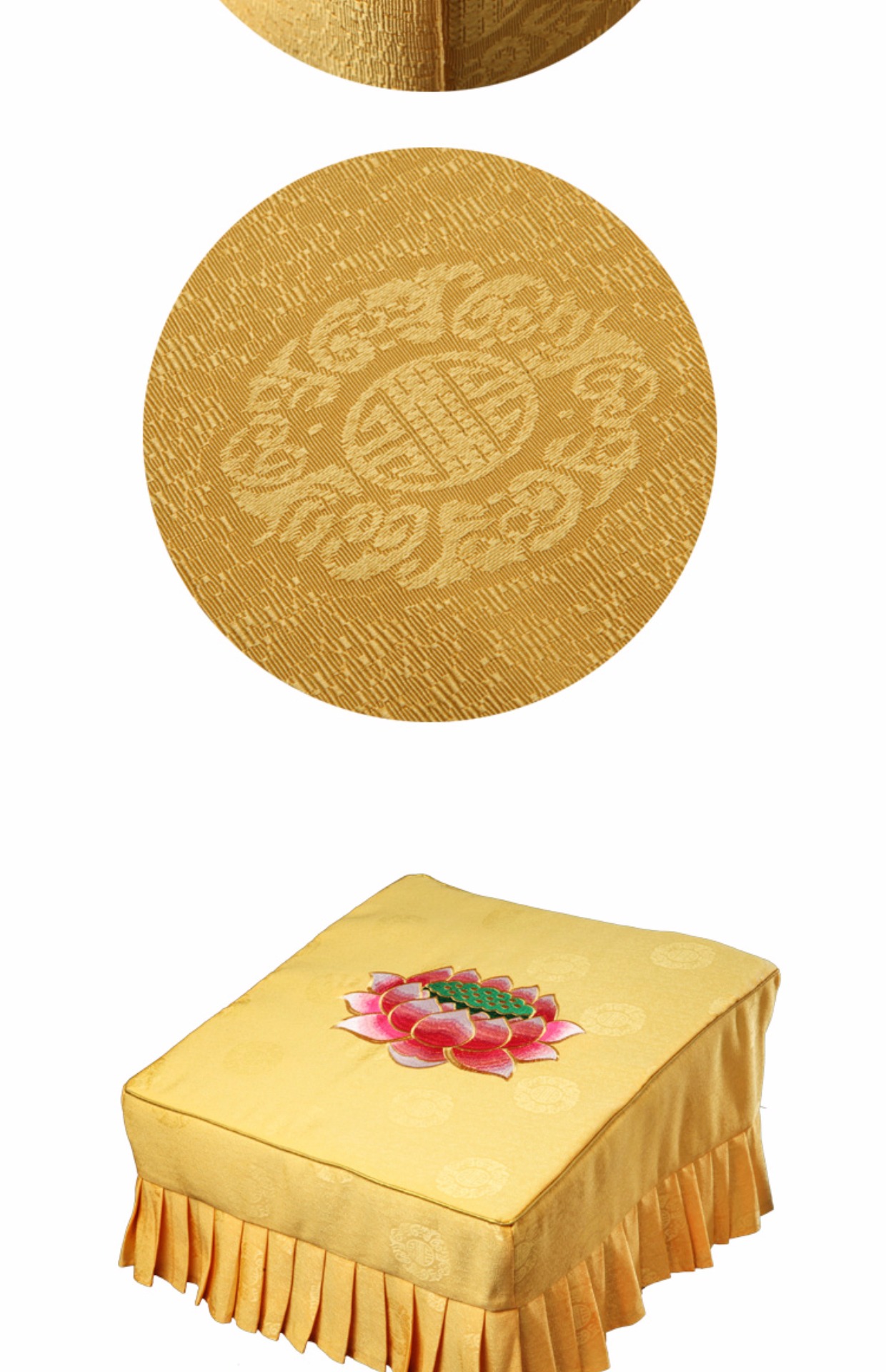 【乾辰】48*48cm佛教用品拜垫套莲花拜凳套蒲团坐垫打坐禅垫套_双氙