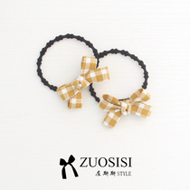 Girls Plaid bow hair circle Childrens basic section tie hair rubber band College wind hair rope head flower cute hair ornament