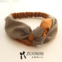 Zuo Si Si Korean girl Houndstooth knot color hair band Parent-child hair accessories Childrens fashion baby headdress