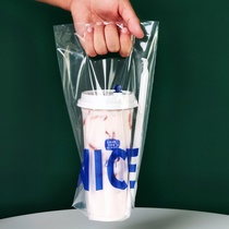 Disposable milk tea takeaway bag thickened beverage transparent portable plastic single double cup bag custom logo