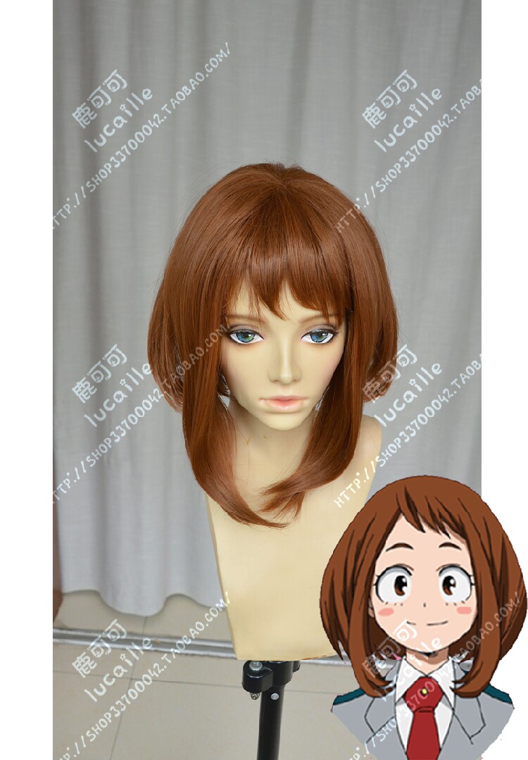my hero academia ochako uraraka brown long sideburn short