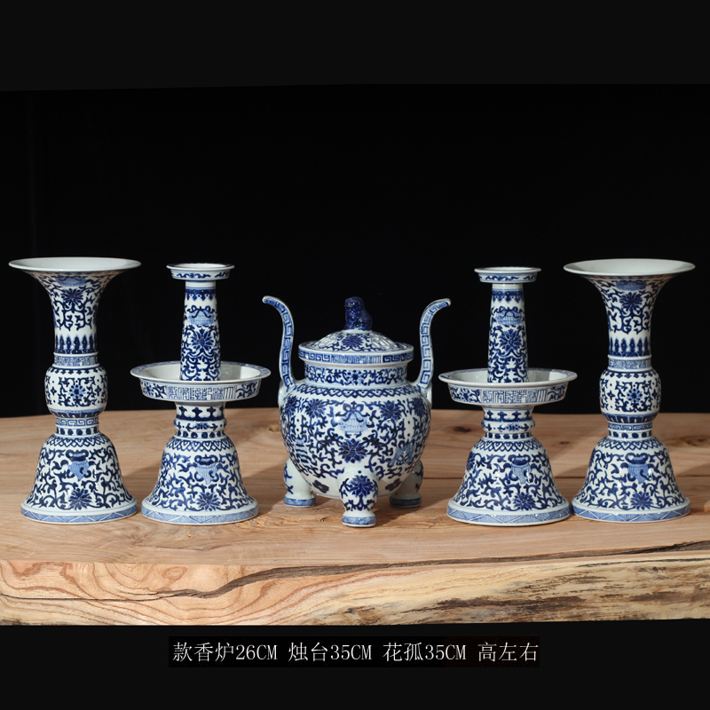 Jingdezhen temple temple for suit tailored to write five vase with candlestick five woolly temple sweet incense buner for device
