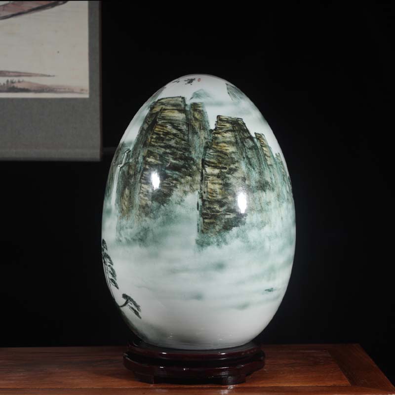 Jingdezhen blue and white porcelain hand - made an egg vase sitting room TV ark cabinet wall adornment bedroom vase