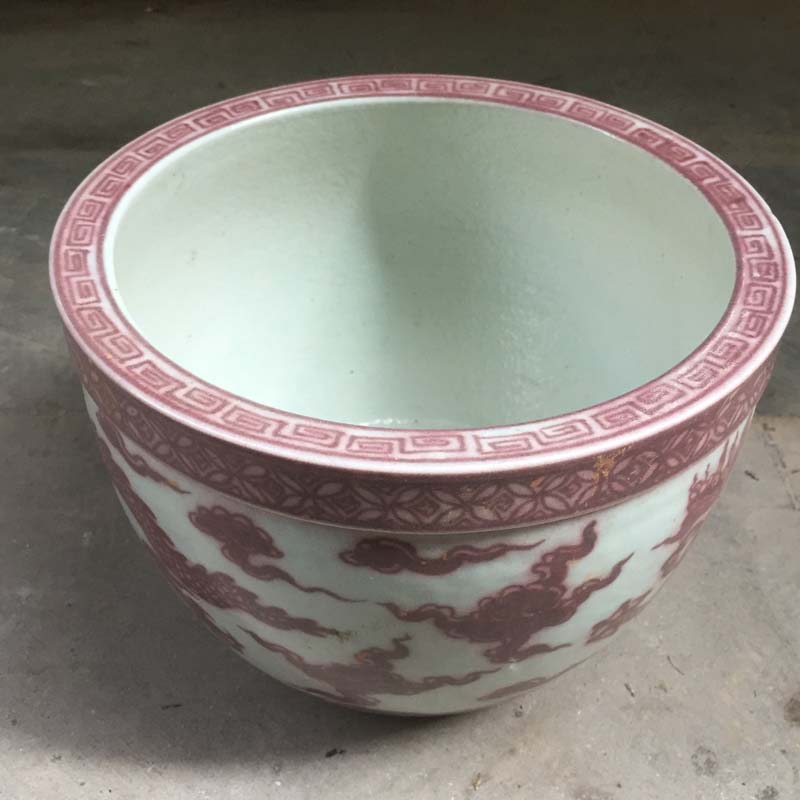 Jingdezhen dragon red light red writing brush washer archaize porcelain porcelain small tank of water cylinder 2030 cm diameter writing brush washer