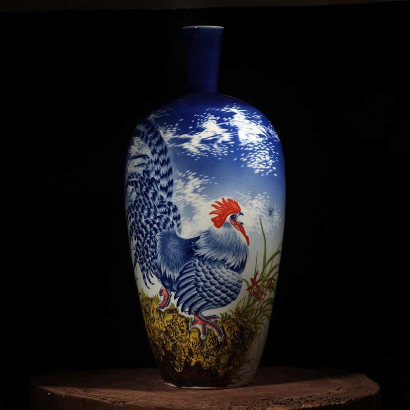 Jingdezhen big chicken figure auspicious fine porcelain vase hand - made porcelain vase hounds vase vase lion