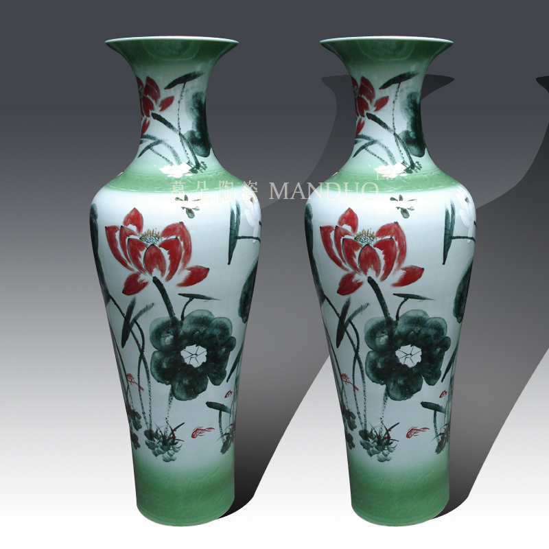 Jingdezhen hand - made lotus big vase is about 1 meter display large vase landing furnishing articles in the living room