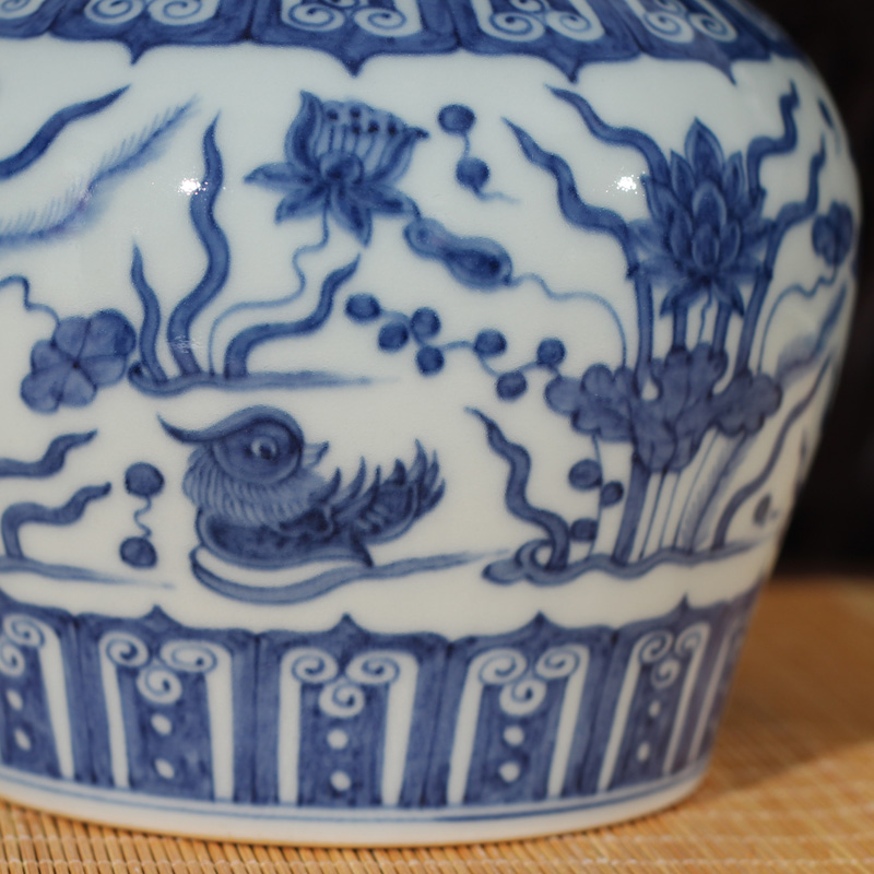 Jingdezhen archaize Ming chenghua of day can of blue and white hand draw day words can hand - made caddy fixings collection