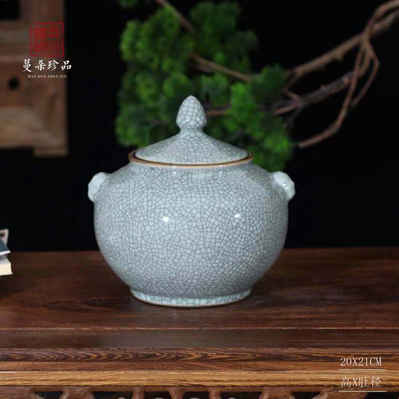 Crack classical jingdezhen porcelain cover of primitive simplicity and elegant porcelain pot archaize Crack glaze porcelain cover tank