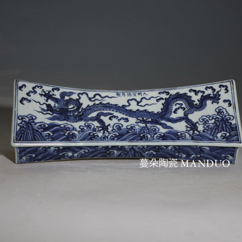 Hand the blue and white porcelain of jingdezhen blue and white porcelain pillow pillow dragon yuanyang porcelain pillow