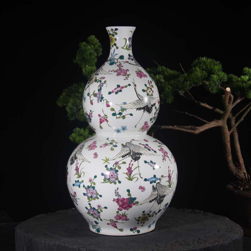 Jingdezhen hoist crane, porcelain vase 60 high porcelain bottle gourd decoration large vase gourd vases